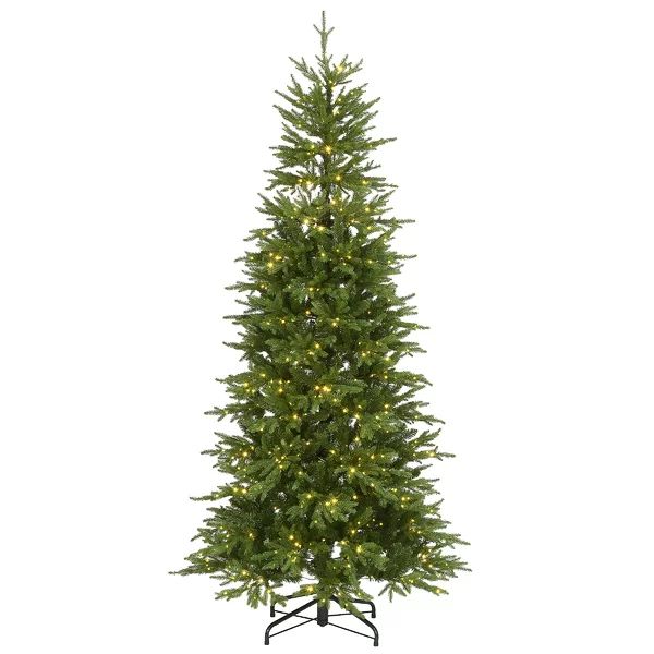 7' 5" H Bedminster Slender Green Spruce Christmas Tree With 900 LED Lights | Wayfair North America