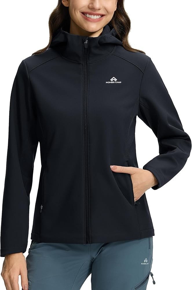 Pioneer Camp Women's Softshell Jacket Fleece Lined with Hood 30k Waterproof Lightweight Warm Wind... | Amazon (US)