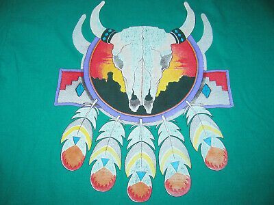 VTG Native American Bull Skull Sz LG Single Stitch made in USA Hanes Beefy crew  | eBay | eBay US