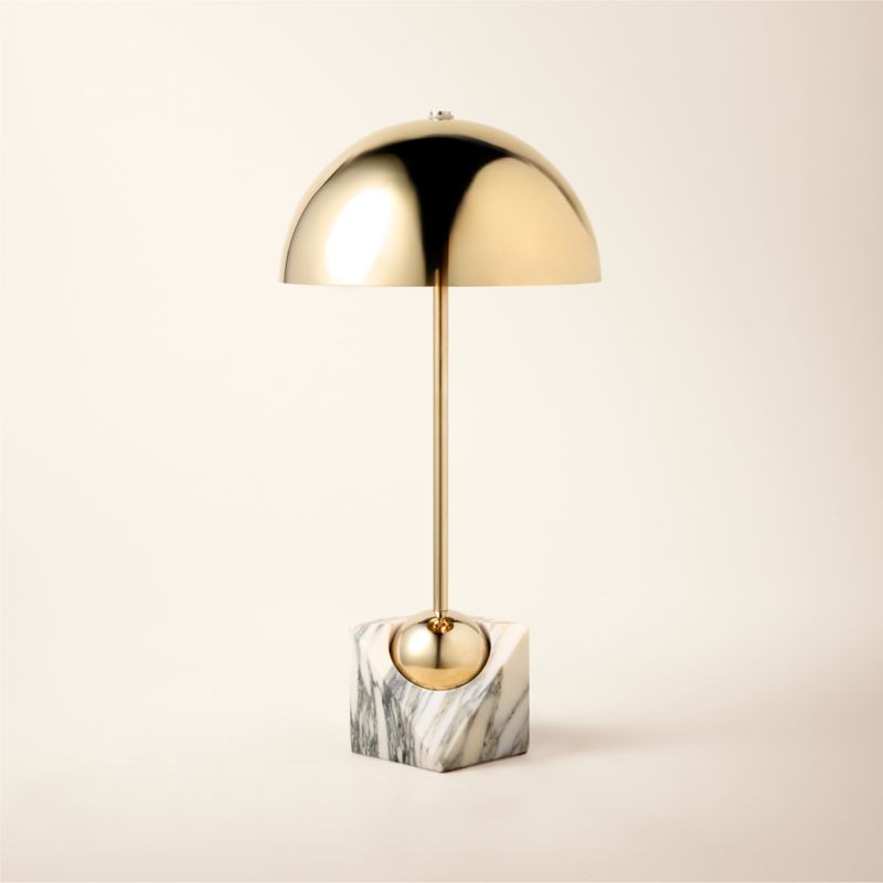 Venus Champagne Metal Dome Table Lamp with White Marble Base + Reviews | CB2 | CB2