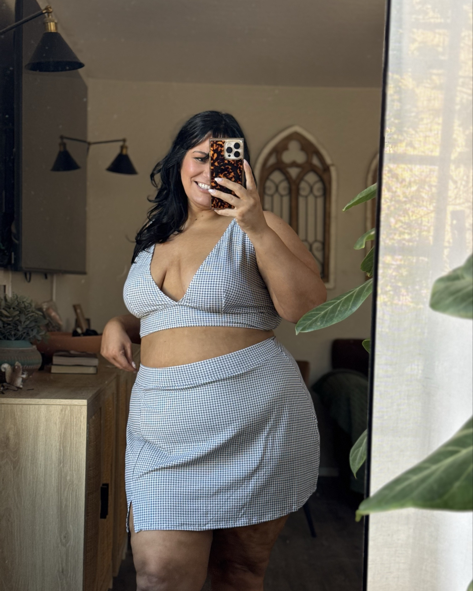 Wearing XXL in plus size bikini top and swim skirt. Skirt has attached bikini lining. Gingham is that super cute 90’s gingham not country gingham. Should have done XL in top 5’6” 16/18 38/40B I always size up in swim because of loose skin if you don’t have that worry order true to size 

#LTKPlusSize #LTKSeasonal #LTKSwim