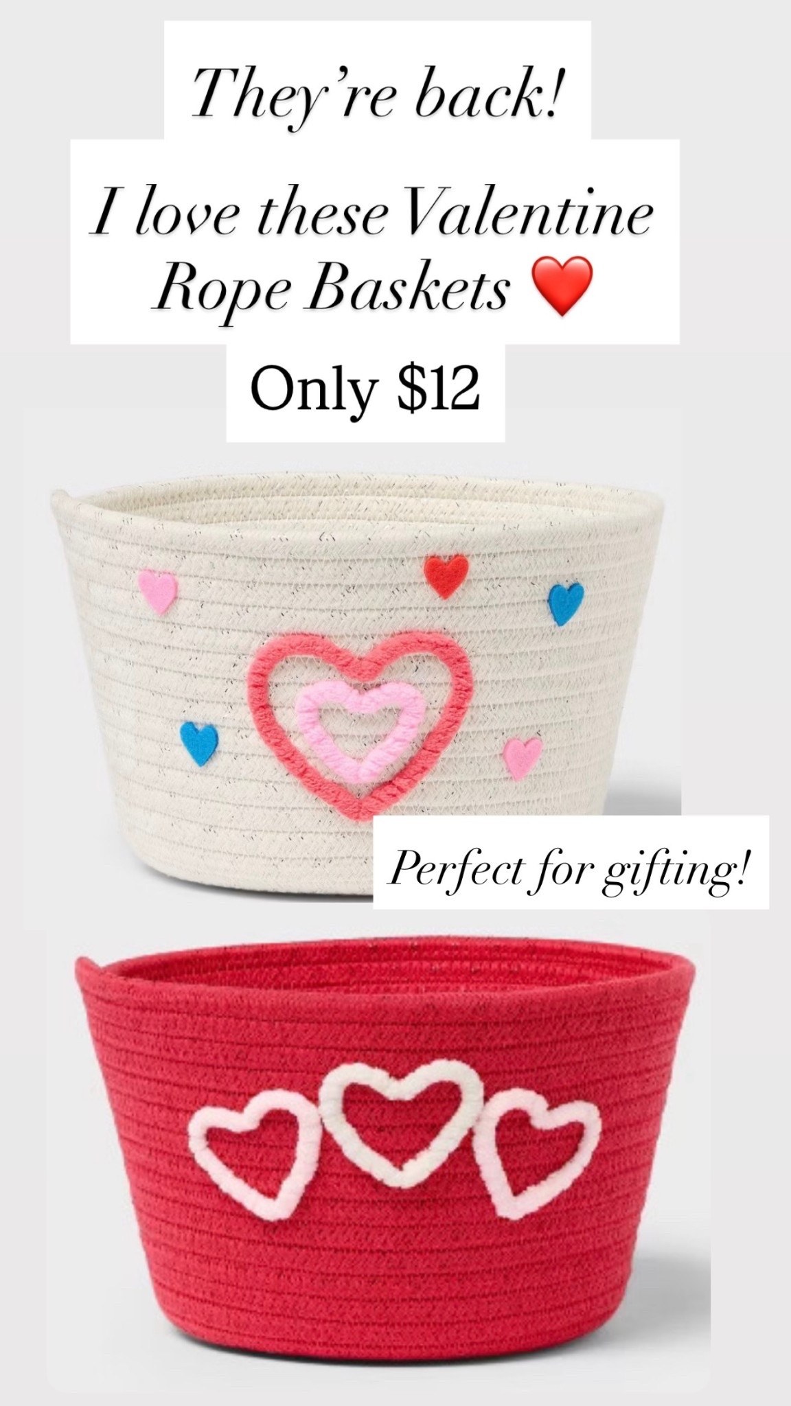 Valentine Rope Baskets are $12 - great for gifting. 

#LTKValentine