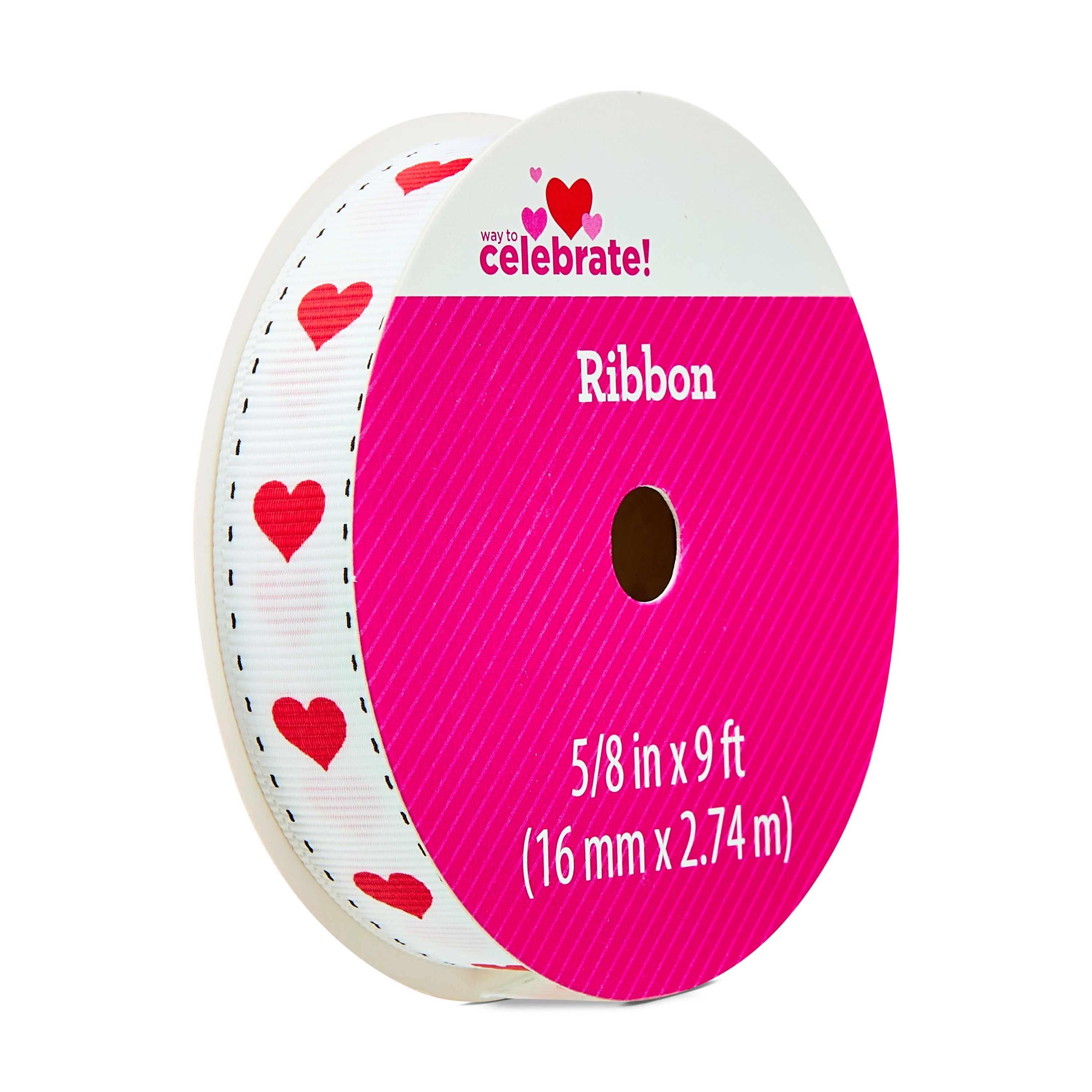 Hearts and Dashes Ribbon, Red, White, and Black, 5/8" x 9', Valentine's Day by Way To Celebrate | Walmart (US)