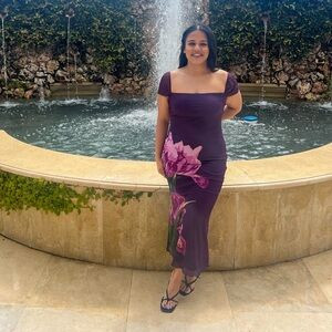 Floral maxi dress with mesh sleeves | Poshmark