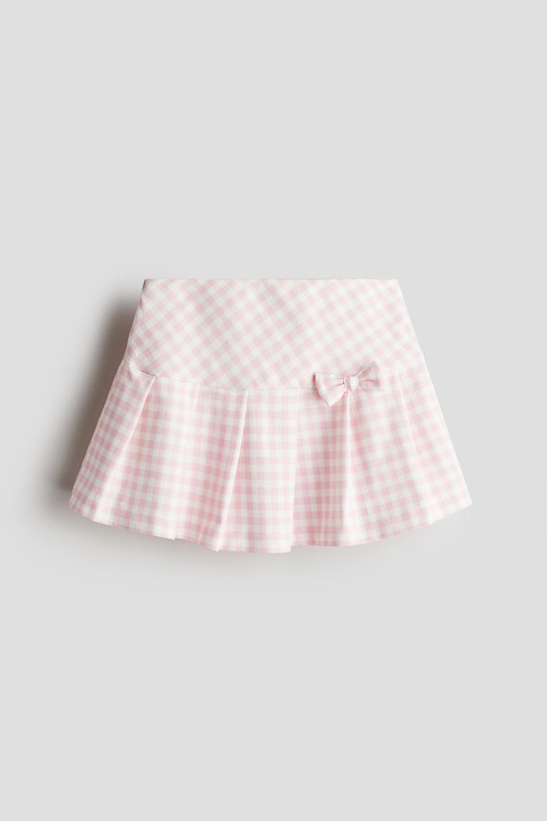 Pleated Jersey Skirt - Light pink/checked - Kids | H&M US | H&M (US + CA)