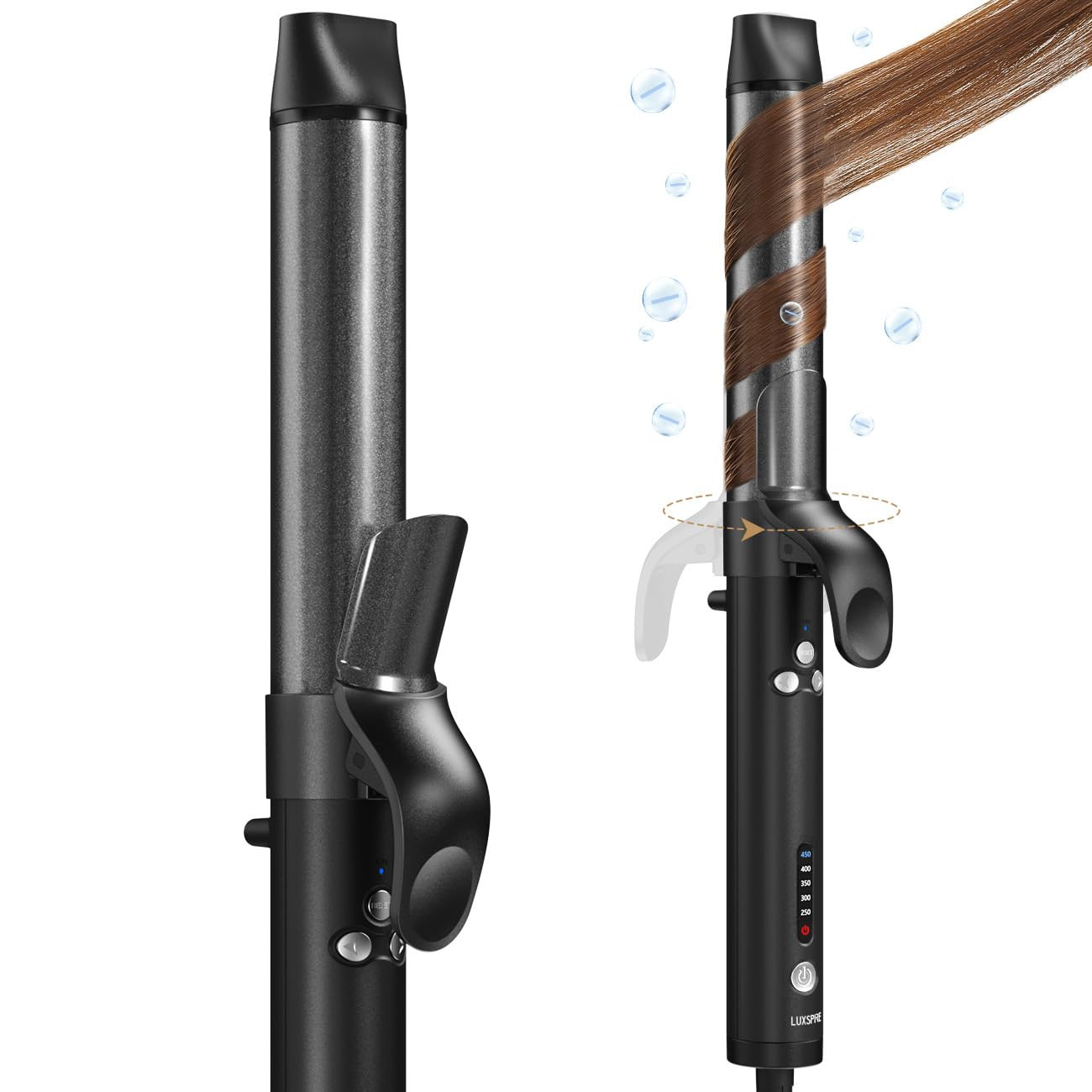 Luxspire Rotating Curling Iron, 1 1/4 Inch, Professional Self Curling Wand Hair Curler with Long ... | Amazon (US)