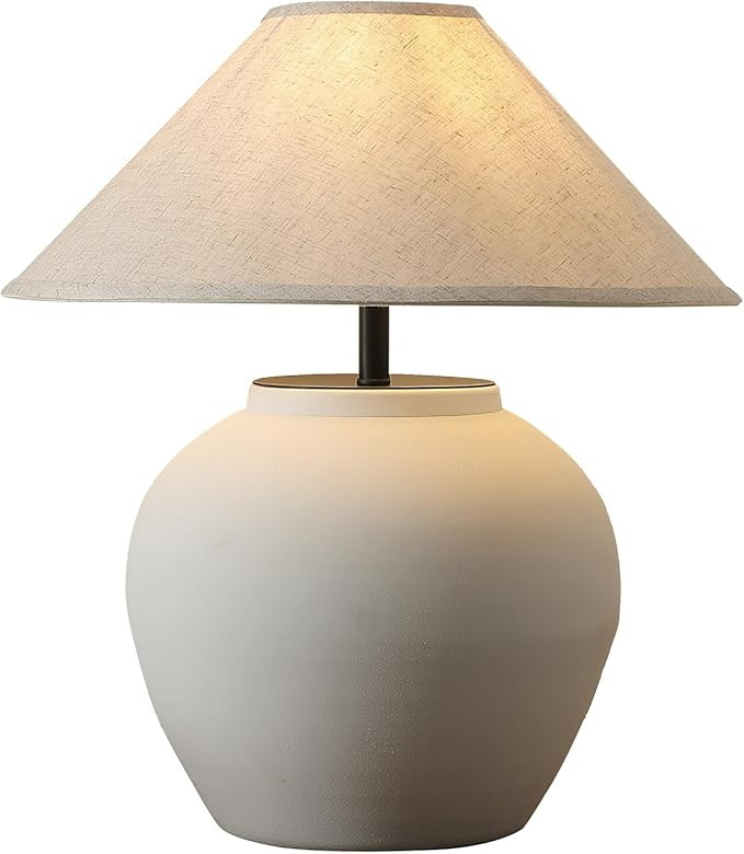 Modern White Ceramic Table Lamp Farmhouse Rustic Table Lamp Southwest Style Table Lamp Bedside Ni... | Amazon (US)