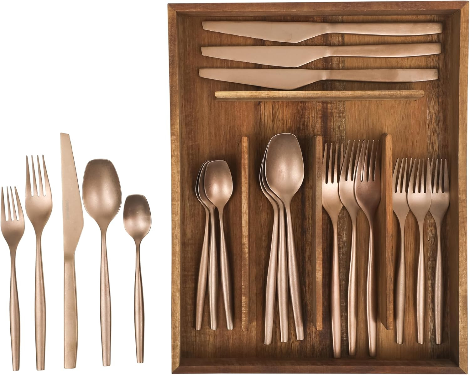 Bloomhouse - Two Time Oprah's Favorite Things Winner - 20 Piece Stone Washed Rose Gold Flatware 1... | Amazon (US)
