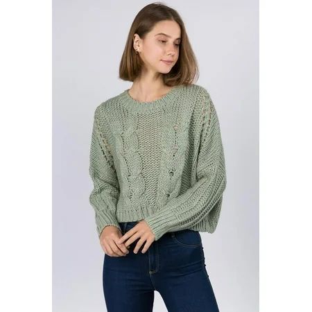 Parker Cable Knit Crop Sweater | Walmart (US)