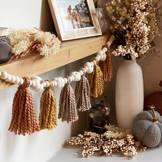 Harvest Glow Pumpkin and Tassel Garland  Fall Decor  Fall - Etsy | Etsy (US)