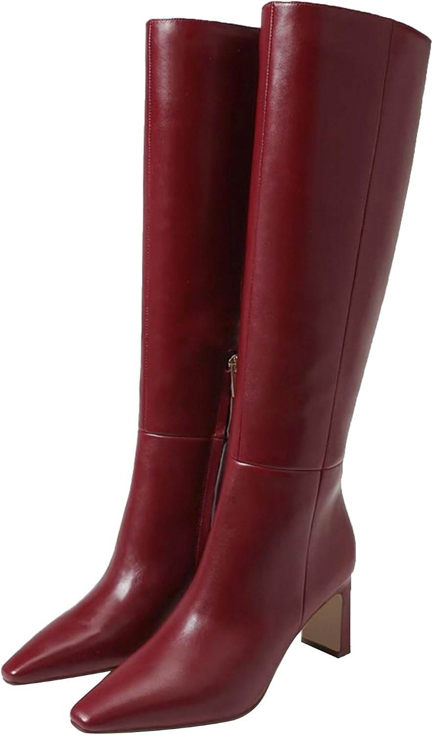 Knee High Boots for Women Wide Calf Fall Boots Point Toe Chunky Block Heeled Boots Fashion Dress Tall Boots | Amazon (US)