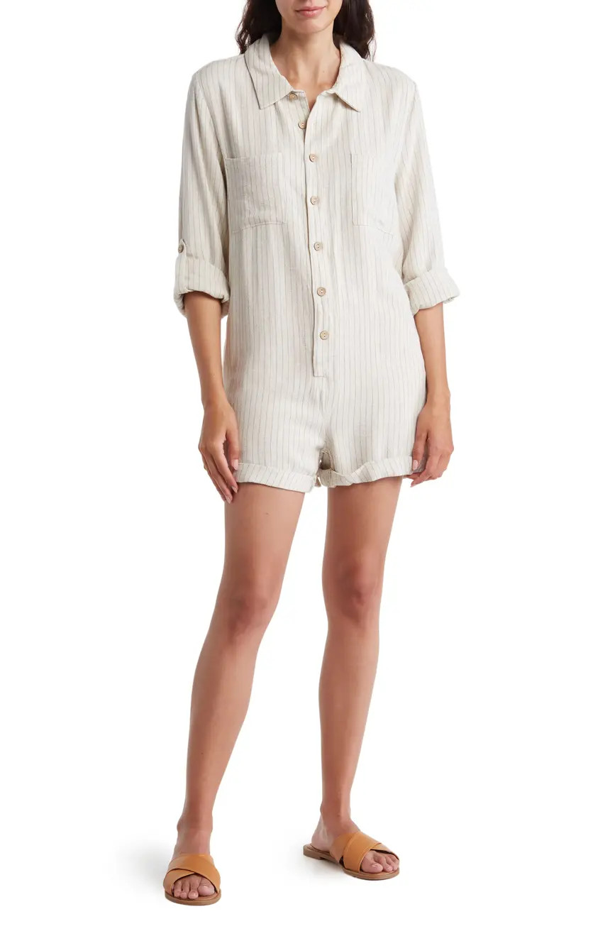 Pinstripe Long Sleeve Romper | Nordstrom Rack