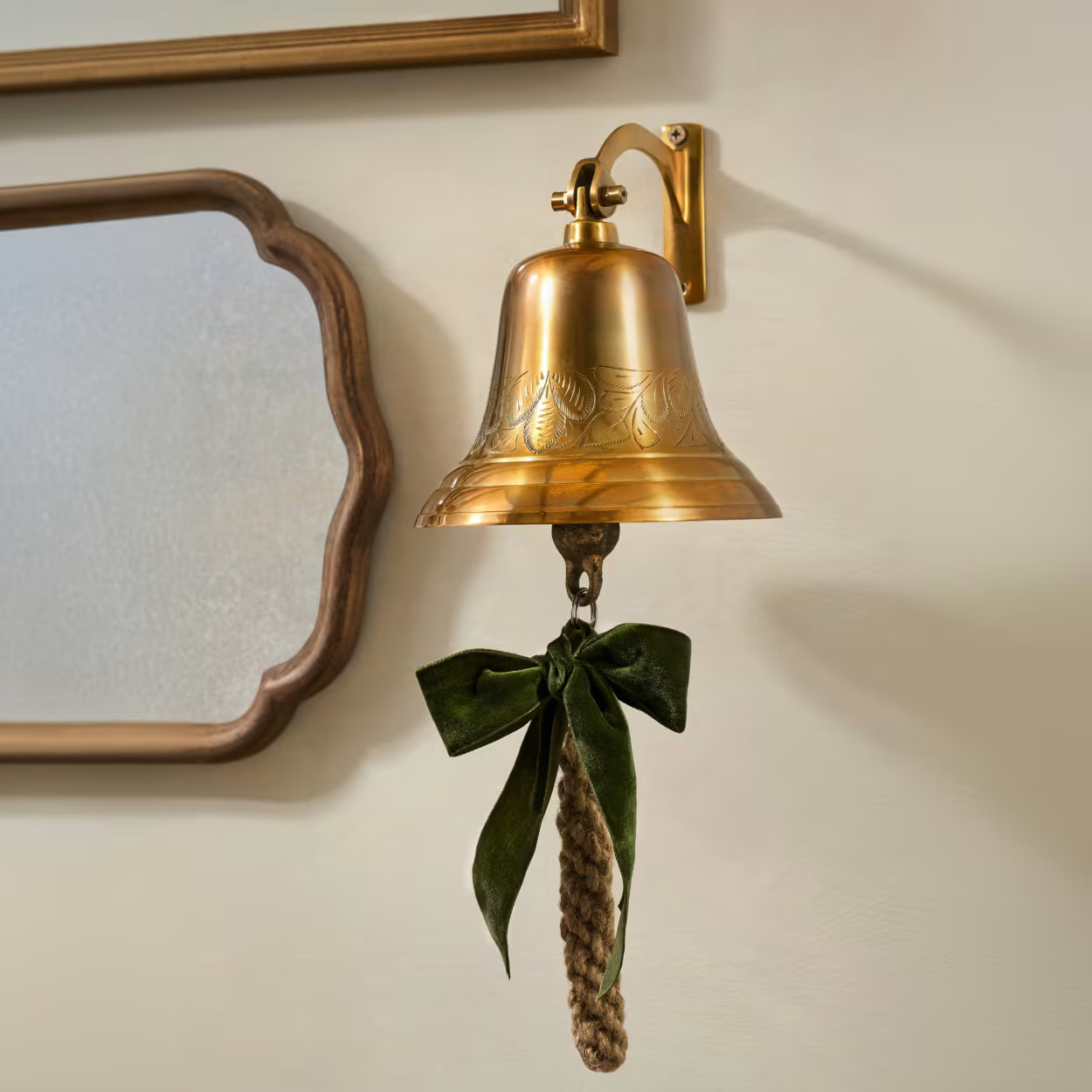Polished Brass Etched Wall Bell | Magnolia