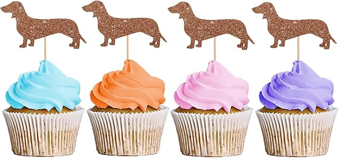 Dachshund Cupcake Toppers, Puppy Pet Cupcake Toppers, Dog Birthday Cupcake Picks, Dachshund Pet T... | Amazon (US)