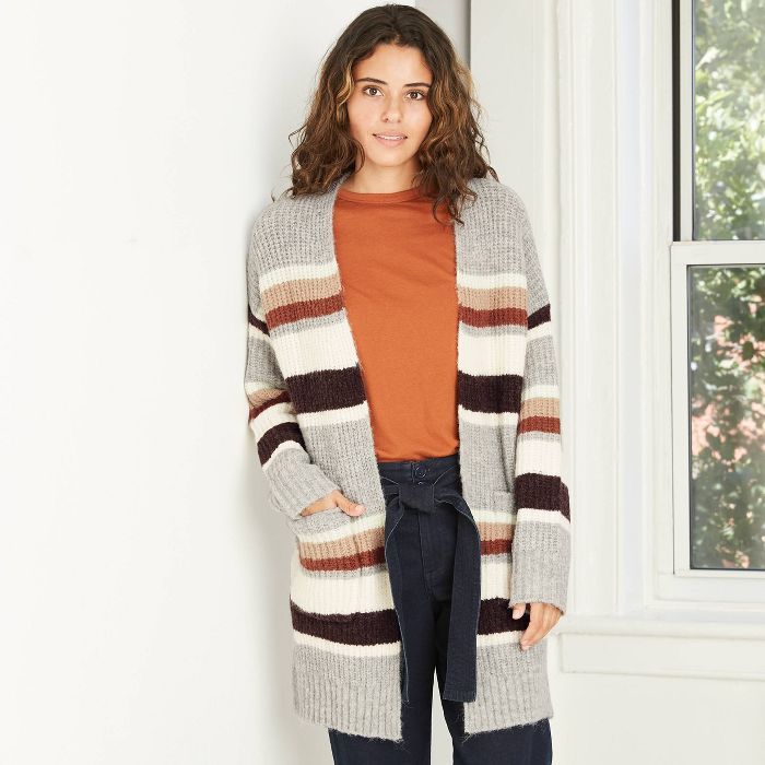 Women's Striped Open-Front Cardigan - A New Day™ | Target
