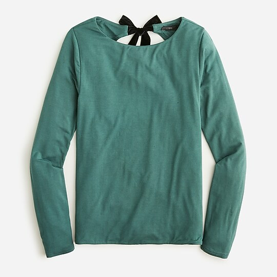 FormKnit long-sleeve open-back top with bow | J. Crew US