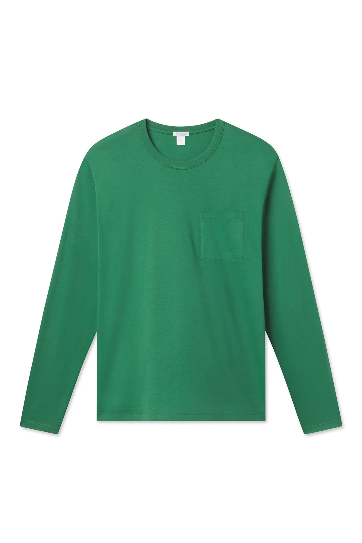 Men's Long Sleeve Pima Pocket Tee in Classic Green | Lake Pajamas