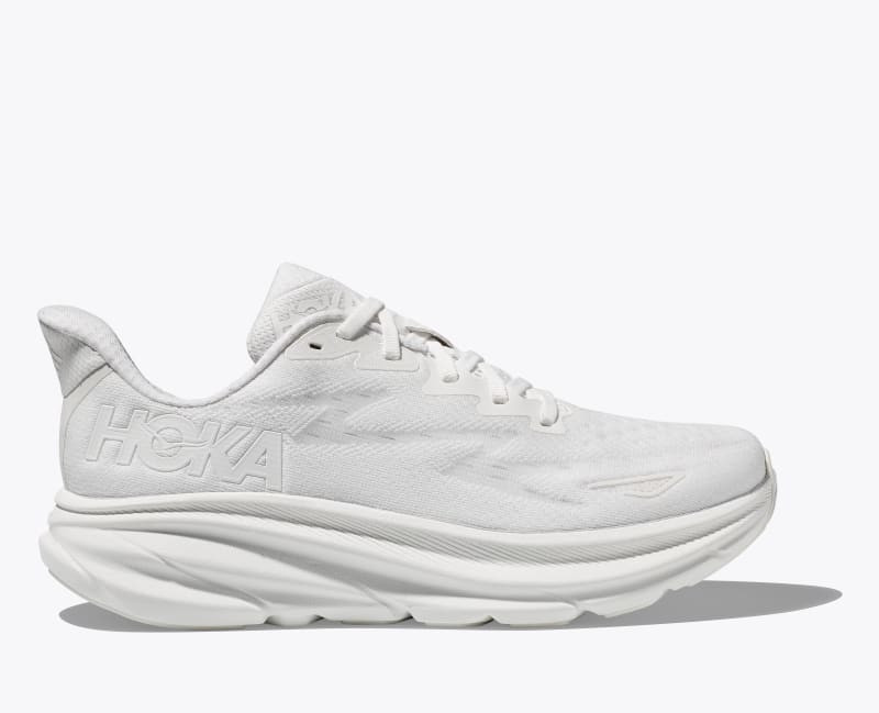 HOKA Women's Clifton 9 Shoes in White/White, Size 6.5 W | Hoka One US