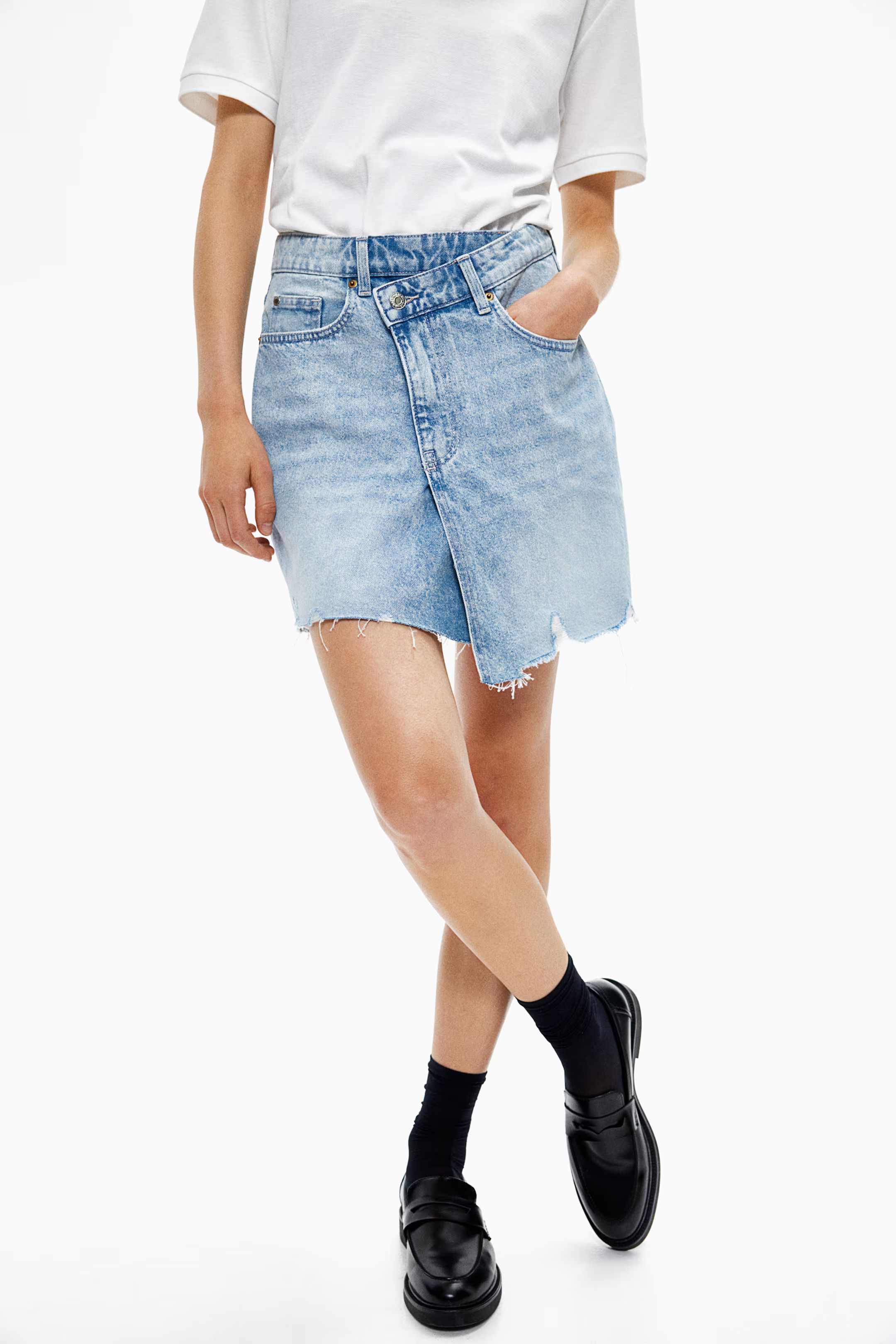 Denim Skirt with Wrapover Waistband | H&M (US + CA)