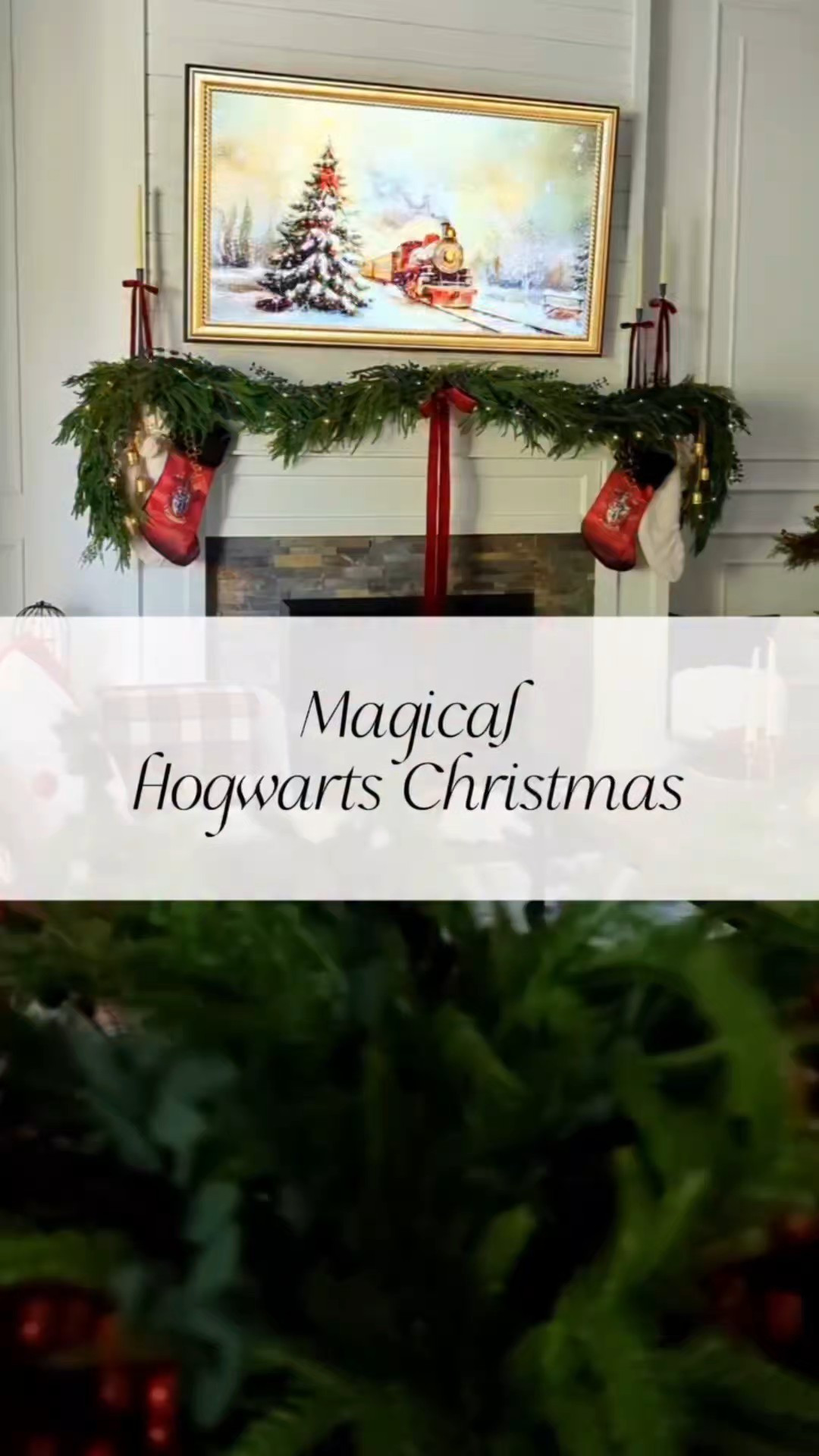 The Harry Potter theme continues into Christmas! 🙌🎄🪄Hogwarts Christmas. Harry Potter Christmas. I used two 9 ft Norfolk garlands and two 6 ft cedar garlands. Red bows. Harry Potter stockings. Hogwarts stockings. Faux fur stockings. Small gold bells. Blue berry picks. String lights!The Gryffindor stockings are the highlight this year. And I already had the gold personalized name tags from last year! 🙌Stay tuned for more Harry Potter Christmas magic!!! 🎄🪄 #christmas #LTKfind

#LTKHoliday #LTKSeasonal #LTKHome