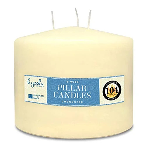 Hyoola, 6 x 6 Inch 3 Wick Unscented Dripless Pillar Candles - Ivory Color | Walmart (US)