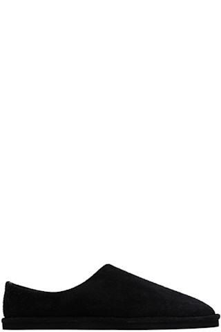 Black Suede Slippers | SSENSE