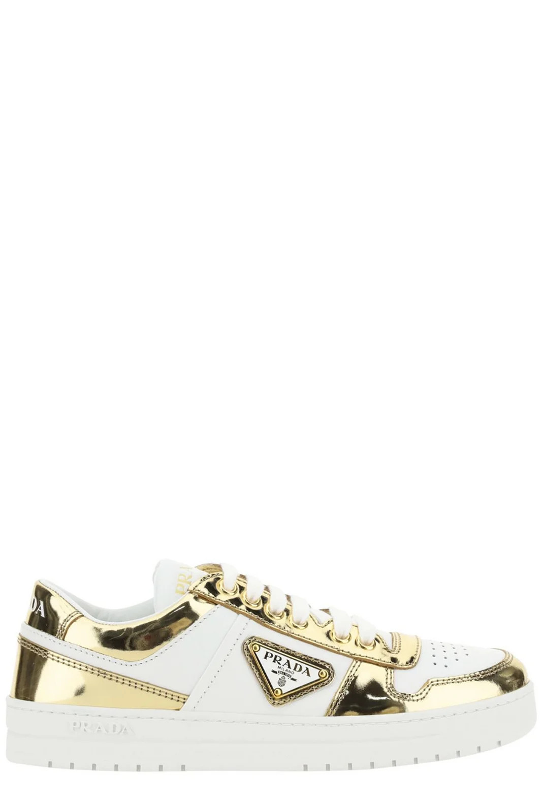 Prada Logo Plaque Low-Top Sneakers | Cettire Global
