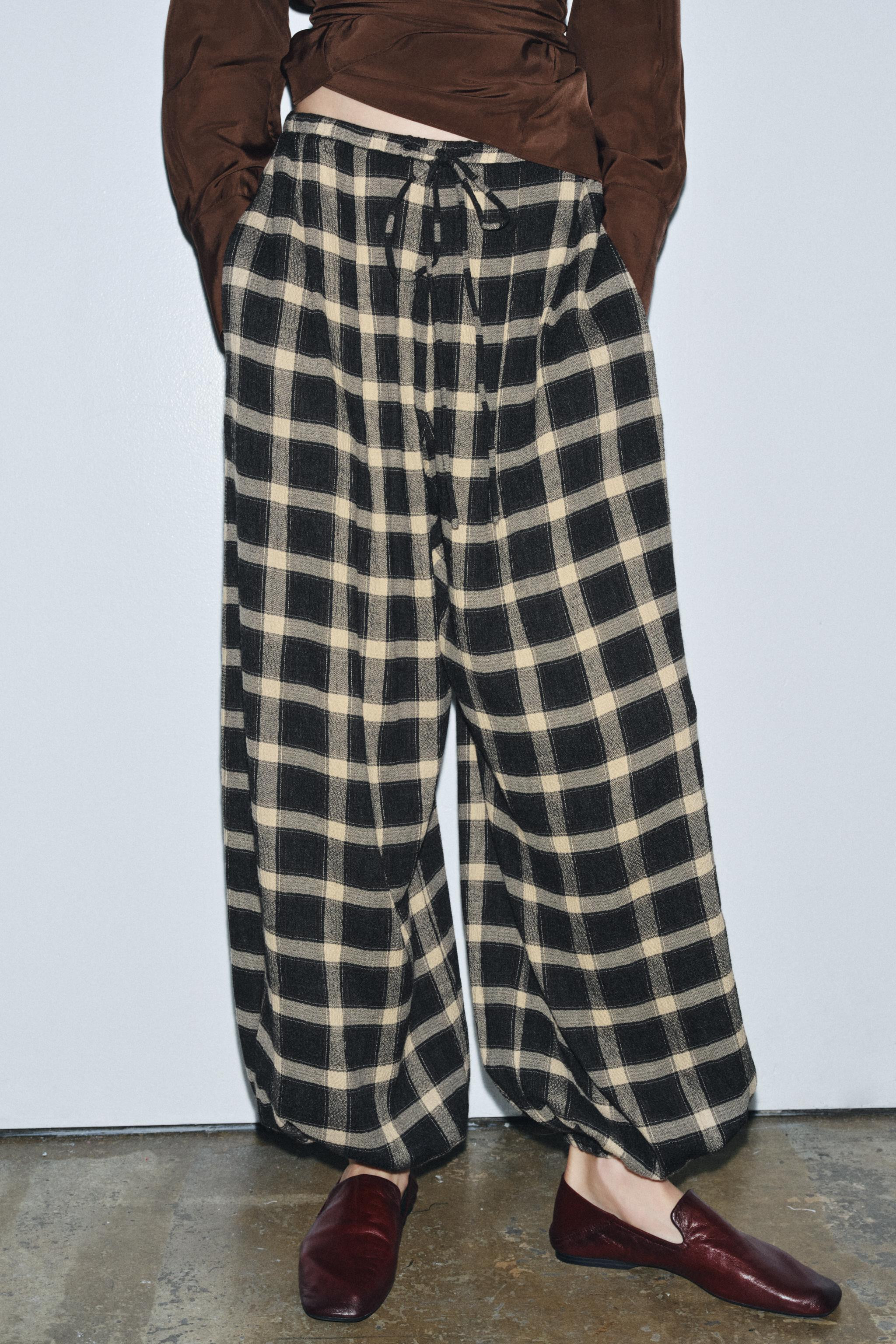 ZW COLLECTION PLAID BALLOON PANTS | Zara US