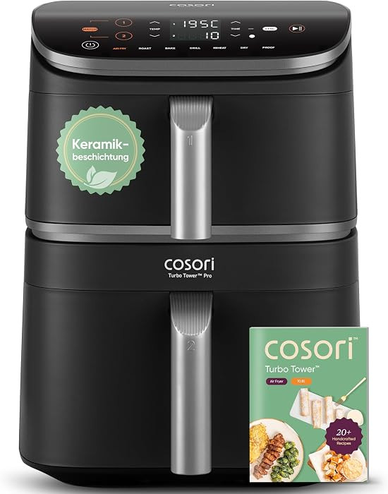 COSORI Turbo Tower Pro Airfryer, Keramikbeschichtung Heißluftfritteuse 2 Kammern, 10,8L Heissluf... | Amazon (DE)