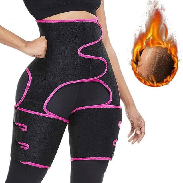 Vigor Three In One Belt Waist Thigh Trimmer Waist Trainer, Adjustable Body Shaper Elasticity Slimming Body Shaper Sport Workout Girdle Belt, High Waist - Pink - M | Verishop