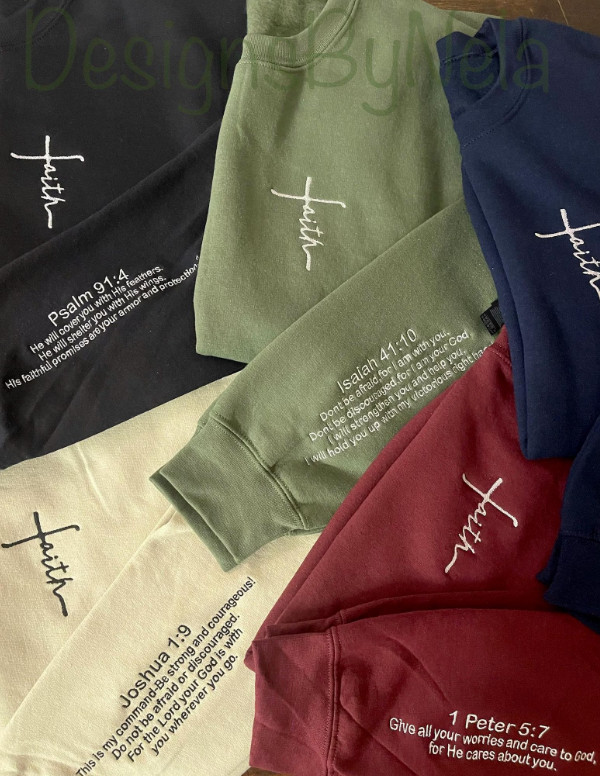 25% off!

personalized cross embroidered sweatshirt, cross shirt, embroidered faith shirt,custom bible verse on the sleeve, gift for her women outfit ideas faith based Christian bible verse sweatshirt 

 