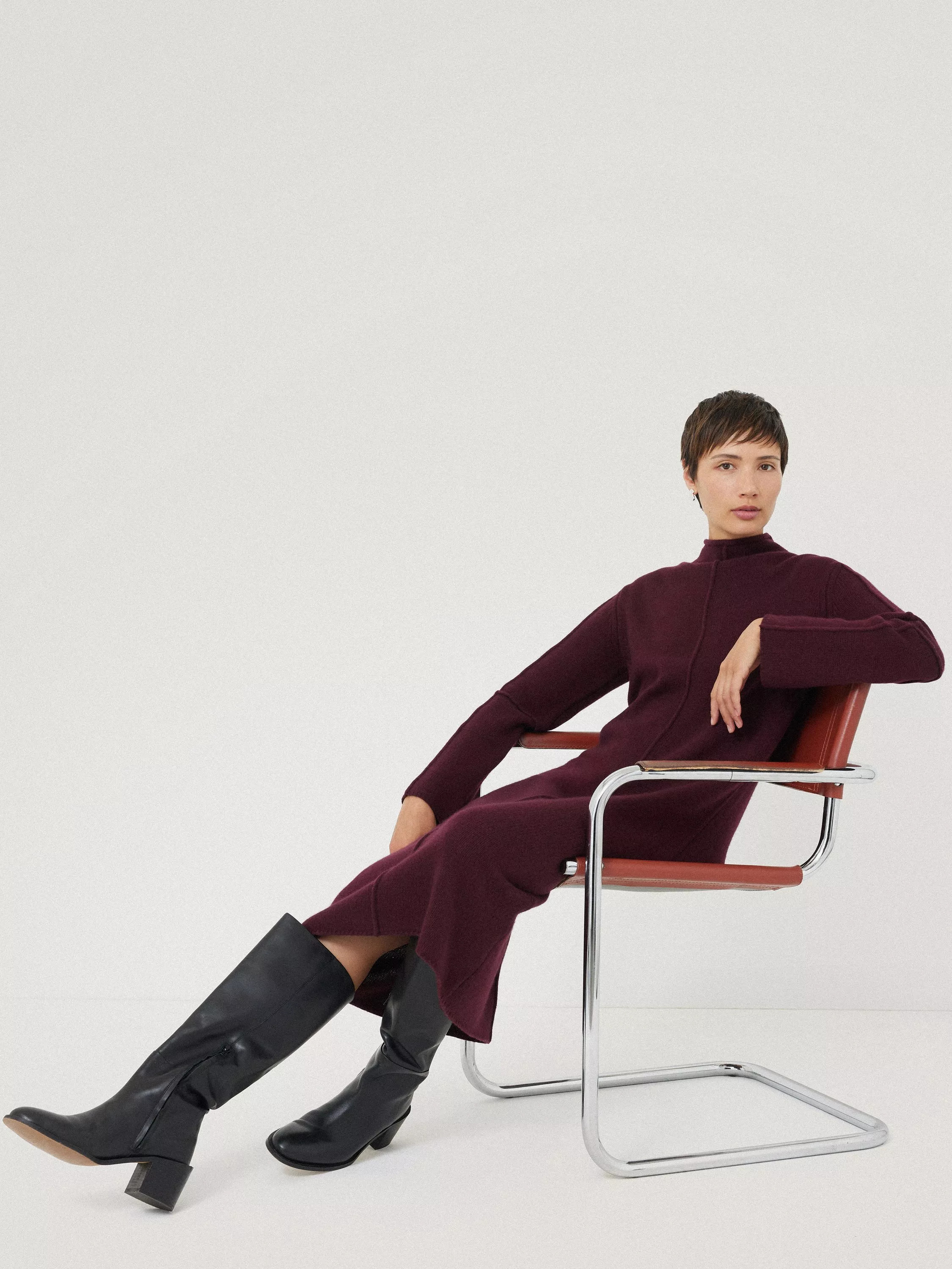 JigsawCompact Wool Blend Dress, Burgundy | John Lewis (UK)