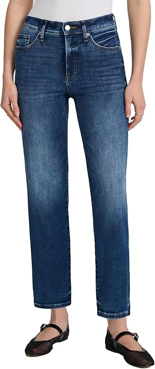 EXPRESS Women’s Straight Ankle Jeans – High Rise Stretch Denim with Figure-Balancing Fit – ... | Amazon (US)