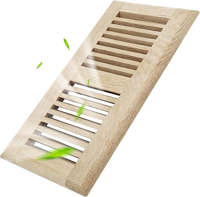 4x10 Inch White Oak Wood Floor Register Vents Cover - Drop in Vent Register with Damper Wooden Ve... | Amazon (US)