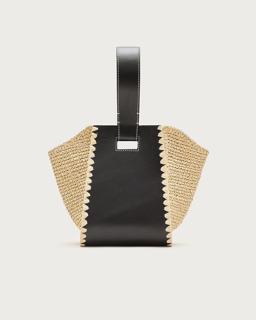 Top-handle bag in handknotted straw and leather | J. Crew US