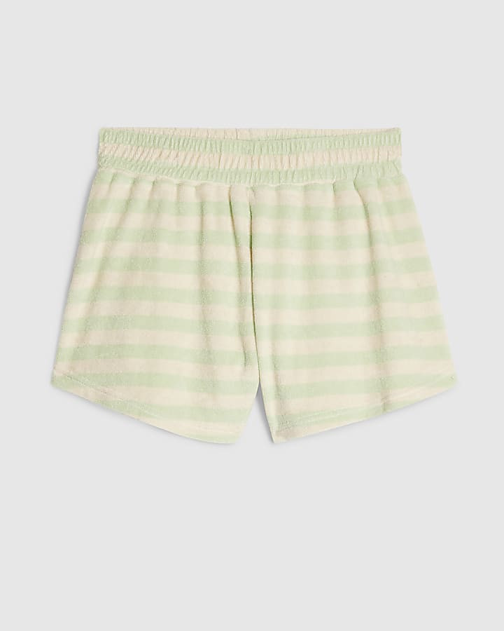 Green Towelling Striped Shorts | River Island UK & IE