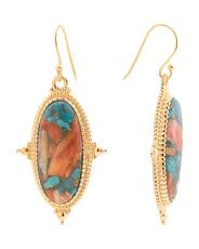 Made In India Gold Plated Sterling Oyster Copper Turquoise Earrings | TJ Maxx