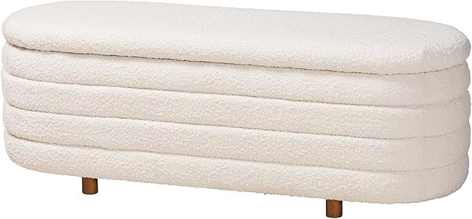 Baxton Studio Betiana Boucle Storage Bench, One Size, Cream/Walnut Brown | Amazon (US)