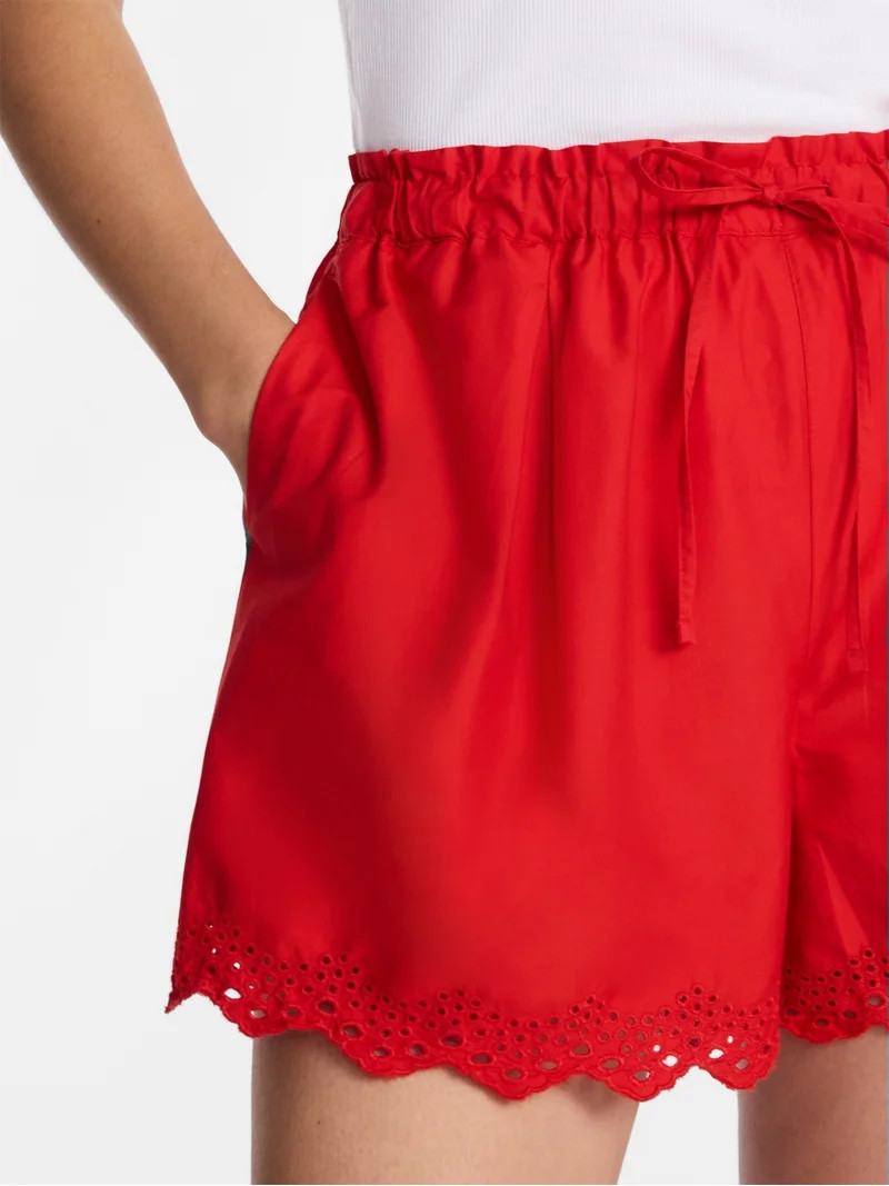 Time and Tru Women's Eyelet Trim Shorts, Sizes XS-XXXL | Walmart (US)