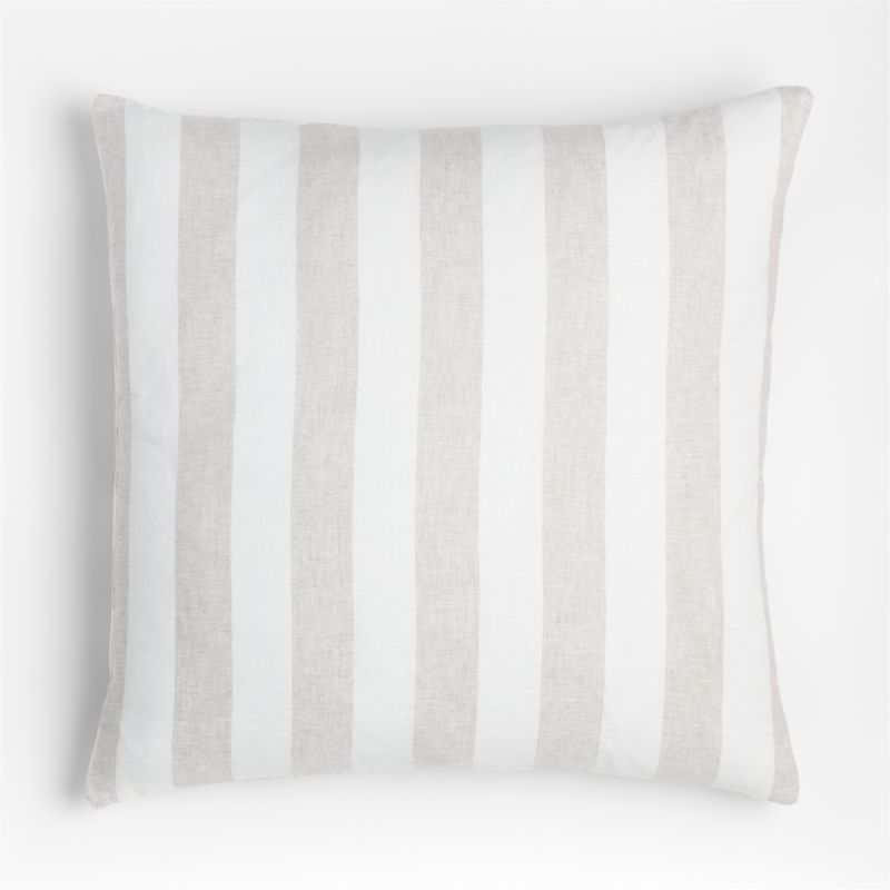 Cordial 23"x23" Square Stripe Linen Decorative Throw Pillow with Feather-Down Insert by Leanne Fo... | Crate & Barrel