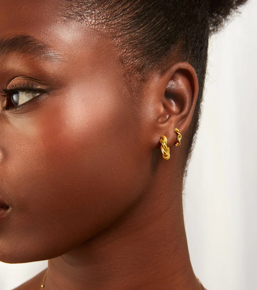 Twisted Huggie Hoop Earrings (Gold) | Abbott Lyon