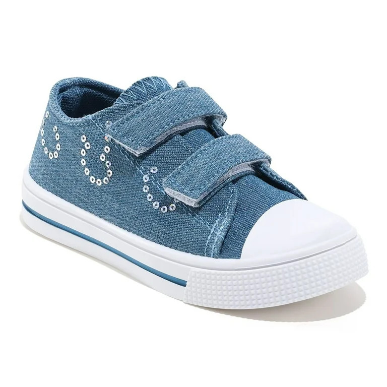 FUNCOO PLUS Kids Sneakers Toddler Girls Canvas Shoes with Hook and Loops, Blue Denim, Size 8 - Wa... | Walmart (US)