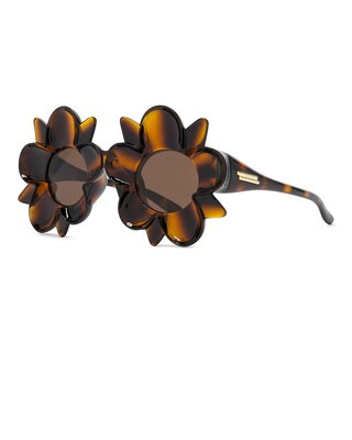 Bottega Veneta Flower Sunglasses in Havana & Brown | FWRD | FWRD 