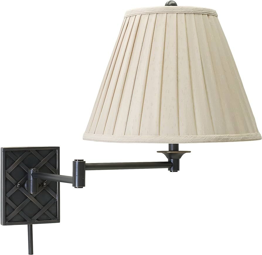 House of Troy WS760-OB Decorative 1LT Swing-Arm Wall Lamp, Oil Rubbed Bronze Finish with White Pl... | Amazon (US)