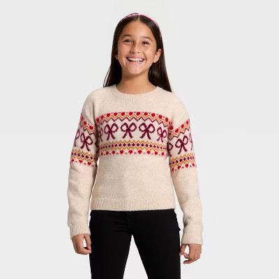 Girls' Fair Isle Pullover Sweater - Cat & Jack™ Beige | Target
