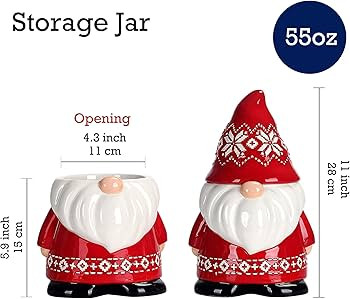 Bico Red Christmas Gnome 11 inch Air Tight Cookie Jar, Handpainted, Dishwasher Safe, Holiday Acce... | Amazon (US)