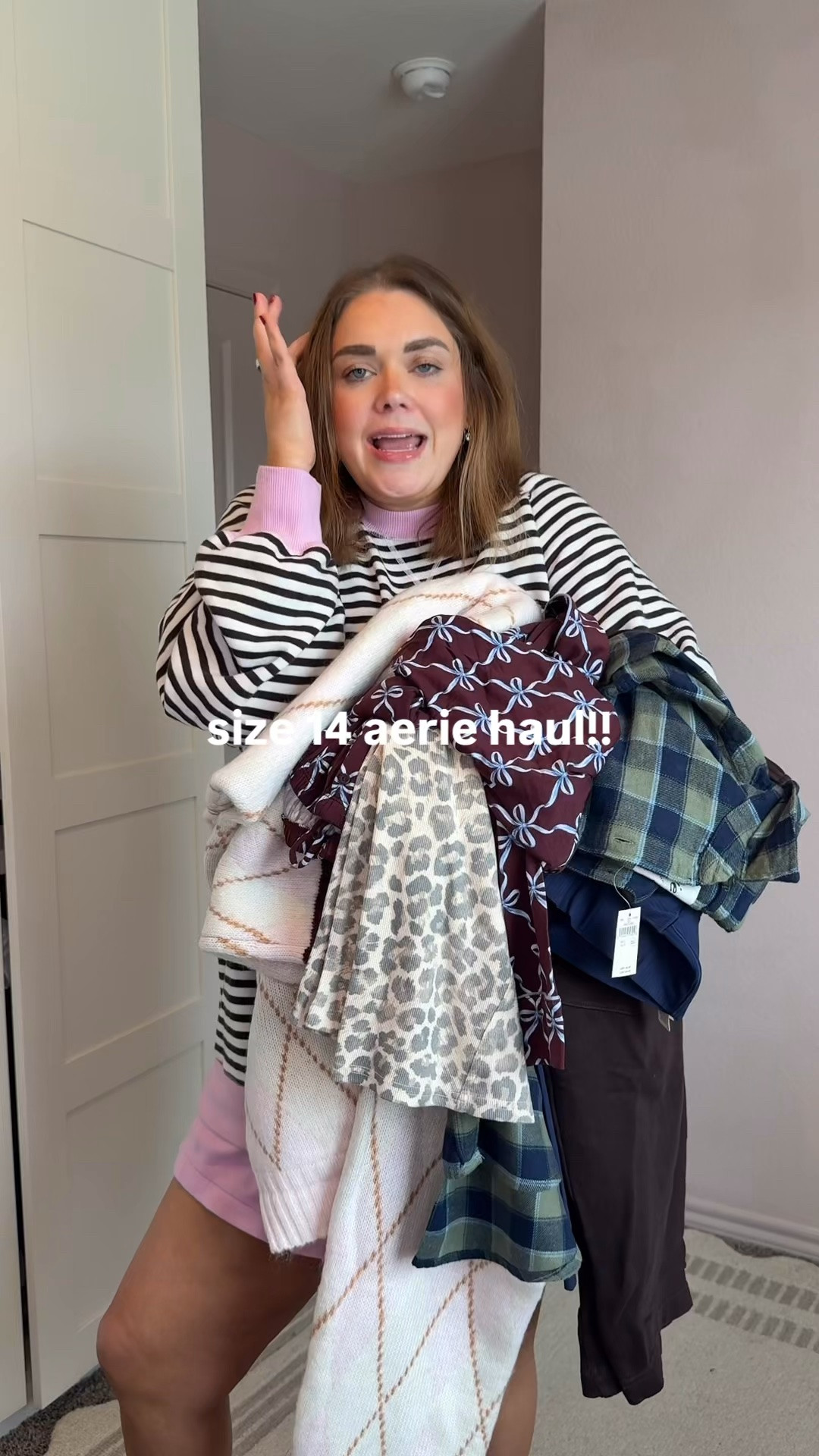 Size 14 aerie haul!! Wearing large in everything except I’m wearing xl in stripe pullover and bra top.

#LTKMidsize #LTKvlog #LTKgrwm