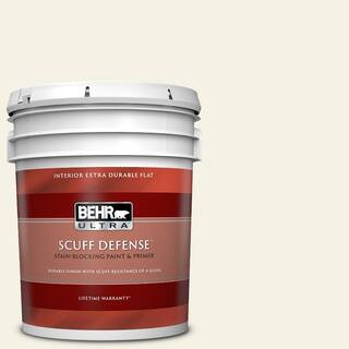 BEHR ULTRA 5 gal. #BWC-01 Simply White Extra Durable Flat Interior Paint & Primer-172005 - The Ho... | The Home Depot