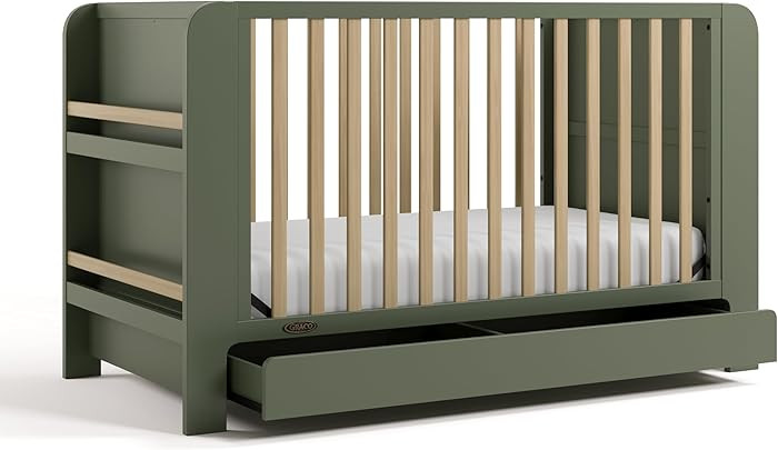 Graco Read-with-Me 4-in-1 Convertible Crib with Drawer (Olive with Driftwood) - GREENGUARD Gold C... | Amazon (US)