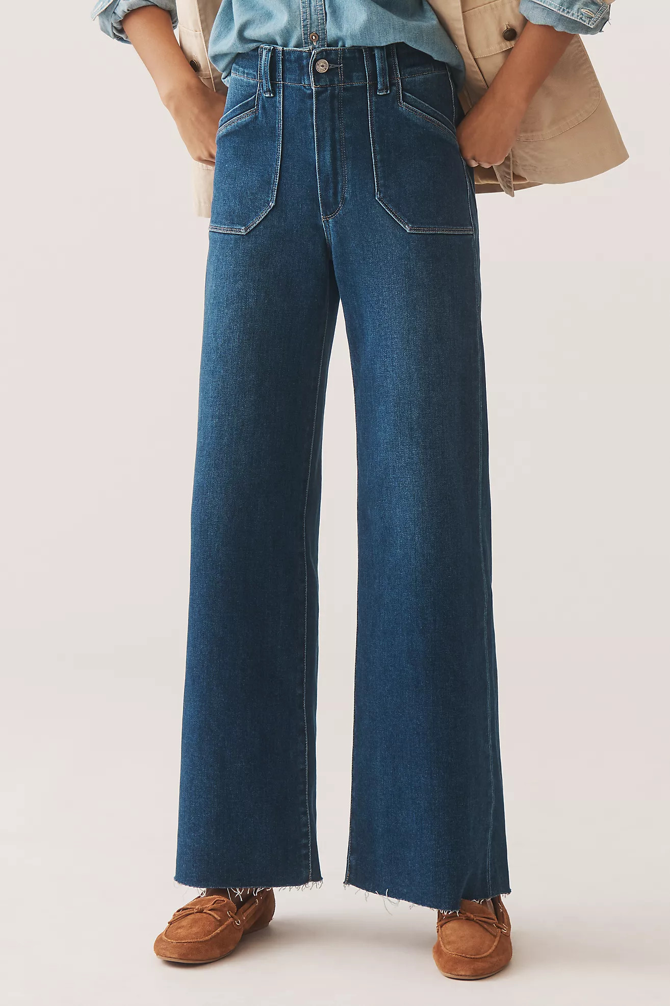 PAIGE Anessa Utility High-Rise Wide-Leg Jeans | Anthropologie (US)